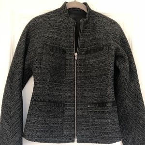 Theory Grey Tweed Fitted Jacket